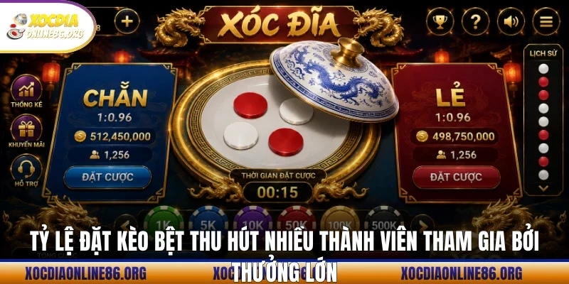 Tỷ lệ đặt kèo bệt thu hút nhiều thành viên tham gia bởi thưởng lớn